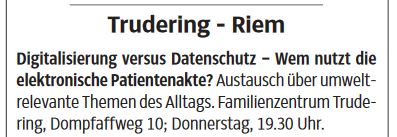 06.02.2020 – Digitalisierung versus Datenschutz – wem nutzt die elektronische Patientenakte?