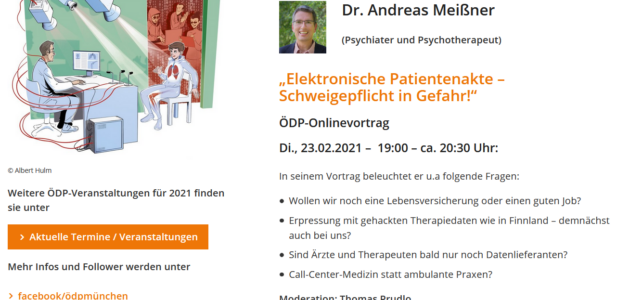 23.02.2021 – Elektronische Patientenakte – Angriff auf die Schweigepflicht